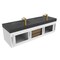 Castello Usa Thames 60-inch White Vanity Set with Black Top and Gold Handles CB-MC-60W-GLD-20146-BL - alternate 6